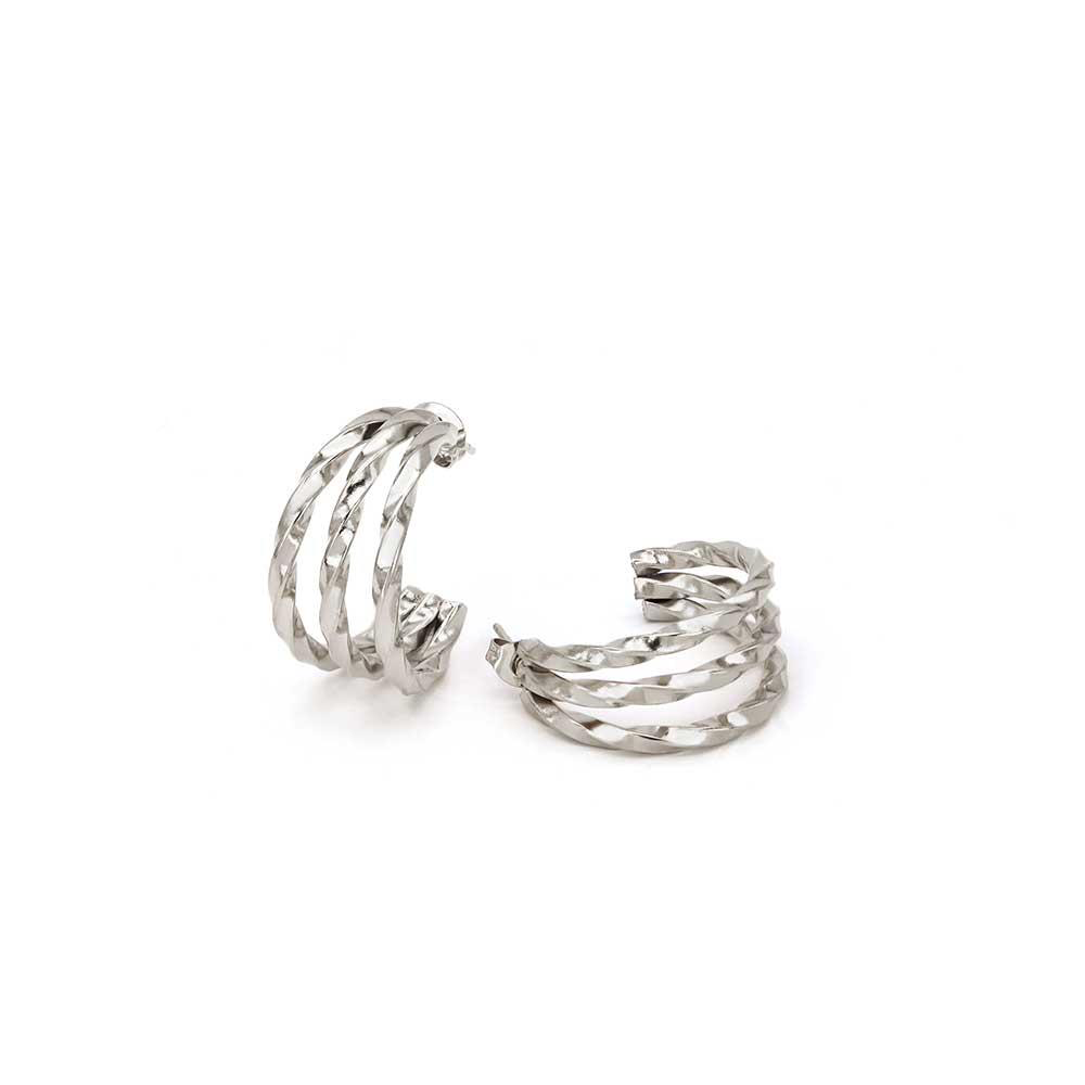 Zic zac silver hoops